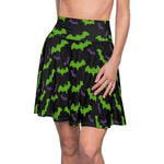 "Green Spooky Bats" Skater A-Line Skirt