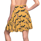 "Orange Spooky Bats" Skater A-Line Skirt