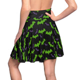 "Green Spooky Bats" Skater A-Line Skirt