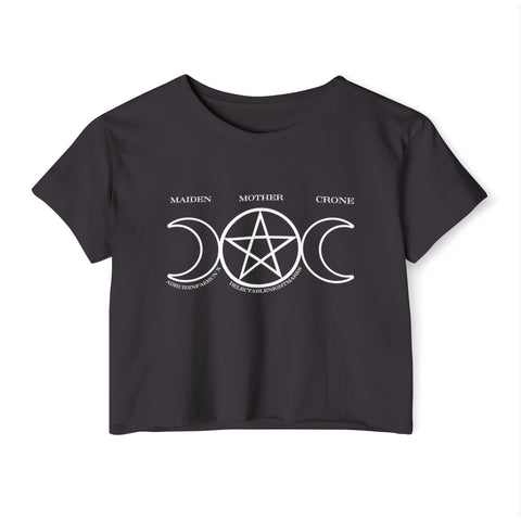 "Maiden, Mother, Crone" Witchy Women's Cotton Jersey Festival Crop Top