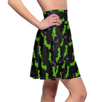 "Green Spooky Bats" Skater A-Line Skirt