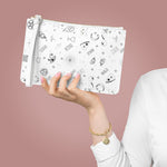 Vegan Leather Clutch Bag in in White - Occult Pattern