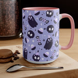 Spooky Ghost + Skulls, Halloween, Coffee Mug, Tea Cup, Accent Mug 11oz, 15oz, Gift for Her