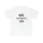 Camiseta de algodón "Goth Never Goes Out Out" - Blanco