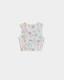 Camiseta sin mangas con frente torcido para mujer Pastel Skull and Bones 