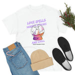 "Love Spells, Horror Movies, and Chill" Cotton T-shirt - White