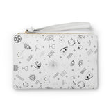 Vegan Leather Clutch Bag in in White - Occult Pattern