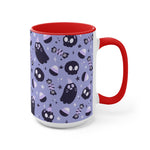 Spooky Ghost + Skulls, Halloween, Coffee Mug, Tea Cup, Accent Mug 11oz, 15oz, Gift for Her