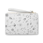 Vegan Leather Clutch Bag in in White - Occult Pattern