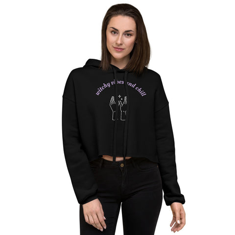 Witchy Vibes and Chill Cropped Hoodie